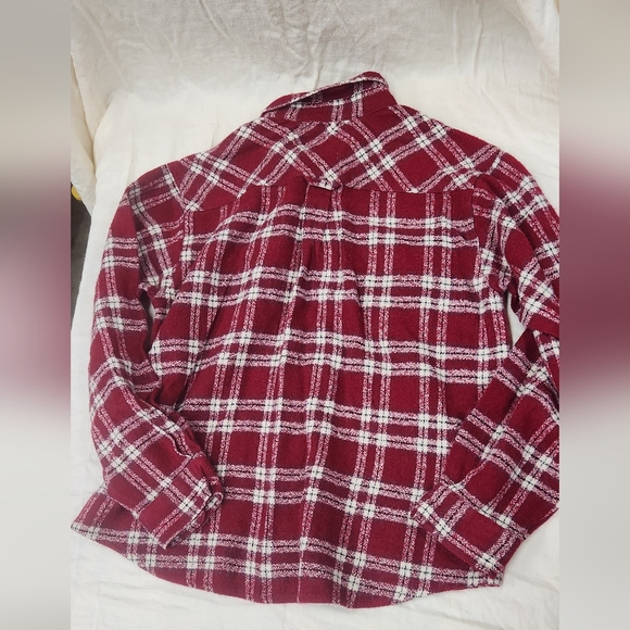 Big Rock Canyon Kids Burgundy Plaid Button Down Flannel Shirt - Picture 3 of 3